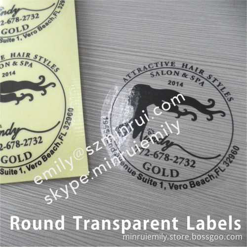 Water Proof Round Transparent Labels With Costomized Logo,clear Stickers With Black Printing,glossy Circle Clear Labels 